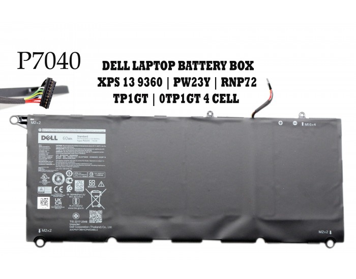 DELL LAPTOP BATTERY BOX XPS 13 9360 | PW23Y | RNP72 | TP1GT | 0TP1GT 4